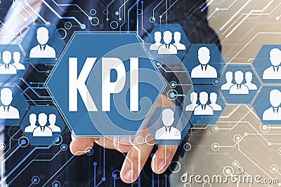 The businessman clicked the button KPI Stock Photo