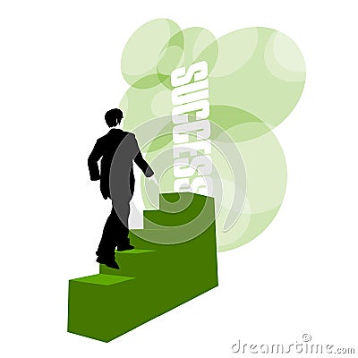 Businessman climbing stairs to success Cartoon Illustration