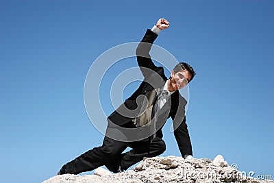 Businessman climbing for success Stock Photo