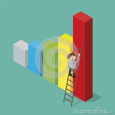 Businessman climbs ladder Vector Illustration