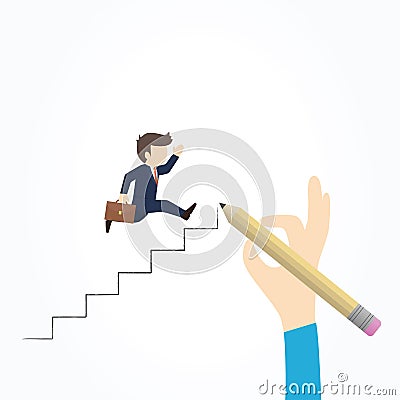 Businessman climbs the ladder of success Vector Illustration