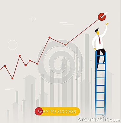 Businessman climbs the stairs Vector Illustration