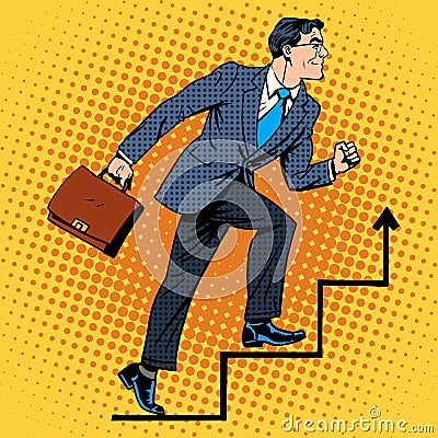 Businessman climbs up the career ladder Vector Illustration