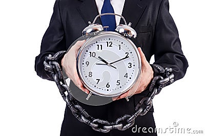 Businessman with clock isolated Stock Photo