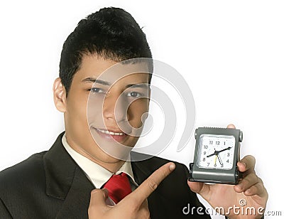 Businessman with a clock Stock Photo