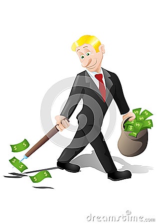 Businessman collecting money Stock Photo