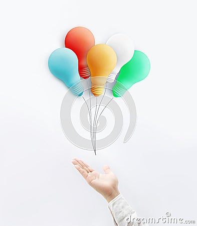 Businessman with colorful balloon light bulb.business creativity Stock Photo