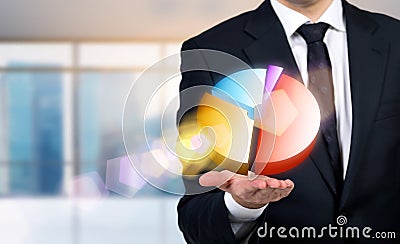 Businessman colorful pie-chart Stock Photo