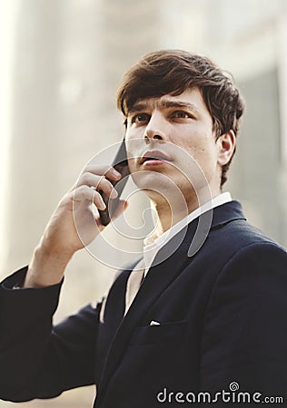 Businessman communicate on the phone Stock Photo