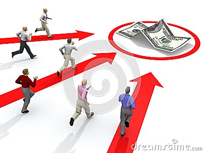 Businessman competition for money Stock Photo