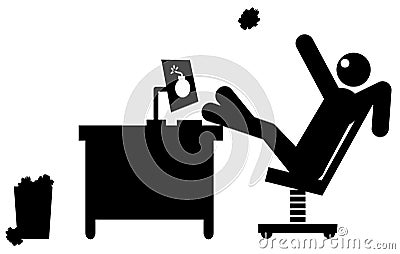 Businessman with computer down Stock Photo