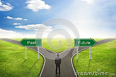 Businessman concept, choose Safe or Risk road the correct way. Stock Photo