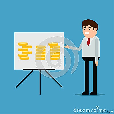 Businessman conducting a report Cartoon Illustration