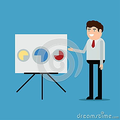 Businessman conducting a report Cartoon Illustration