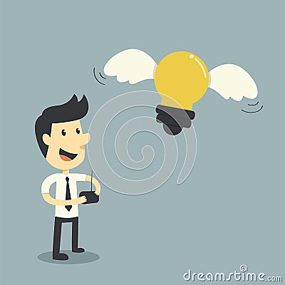 Businessman control lightbulb Vector Illustration