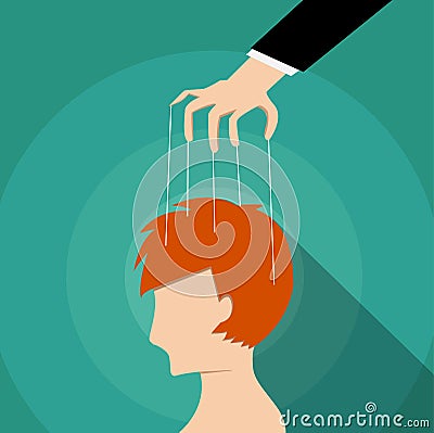 Businessman control man`s mind, vector design Vector Illustration