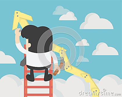Businessman create stock route up by oneself , Business Success Vector Illustration