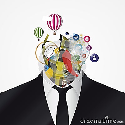 Businessman. Creative abstract head. Vector Vector Illustration