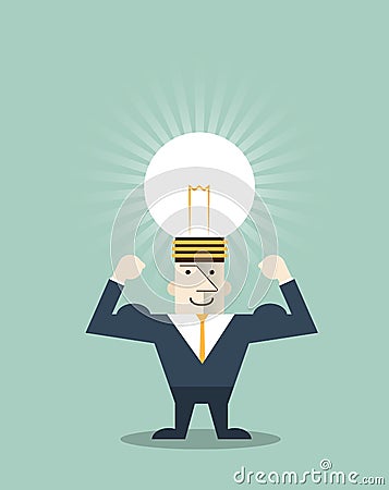 Businessman creative light bulb with human head symbol Vector Illustration