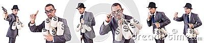 The businessman criminal with sacks of money Stock Photo