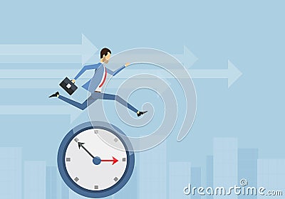 Businessman cross a clock and business competitive with time Vector Illustration