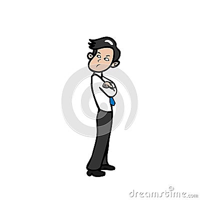 Businessman cross his hands and glance Vector Illustration