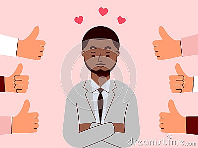 Businessman crossed his arms and felt good to be appreciated. Vector Illustration