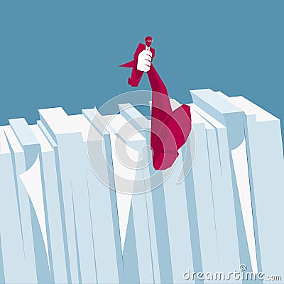 Businessman crossed the pile of documents. Vector Illustration