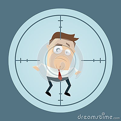 Businessman in crosshairs cartoon clipart Vector Illustration