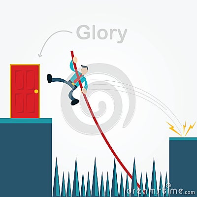 businessman crossing a dangerous abyss Vector Illustration