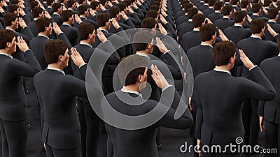 Businessman crowd ceremony salute event 3D illustration Cartoon Illustration