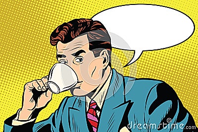 Businessman and Cup of coffee Vector Illustration