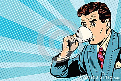 Businessman and Cup of coffee Vector Illustration