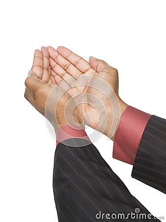 Businessman - cupped hands Stock Photo