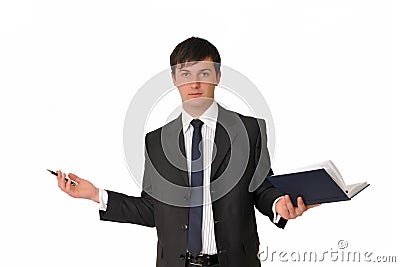 Businessman with dairy book Stock Photo