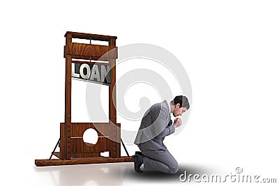 The businessman in deadline concept with guillotine Stock Photo