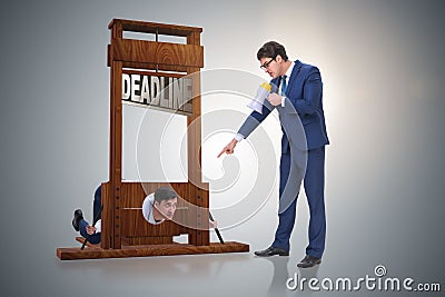 The businessman in deadline concept with guillotine Stock Photo