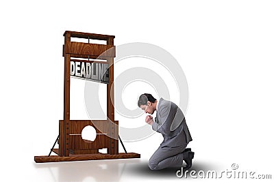 Businessman in deadline concept with guillotine Stock Photo