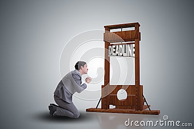 Businessman in deadline concept with guillotine Stock Photo