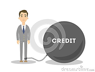 Businessman with debt. Vector Illustration