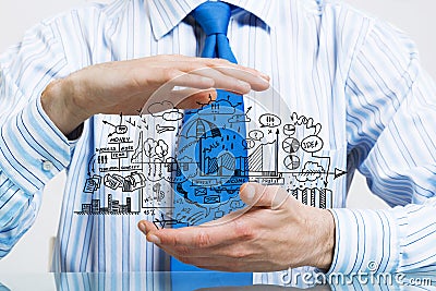 Businessman demonstrate his business plan Stock Photo