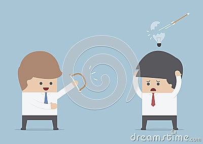 Businessman destroy others idea by the bow and arrow Vector Illustration