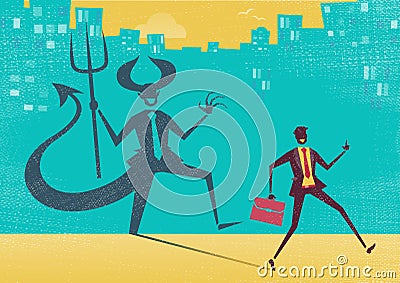 Businessman is the Devil in Disguise. Vector Illustration