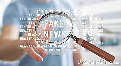 Businessman discovering fake news information 3D rendering Stock Photo