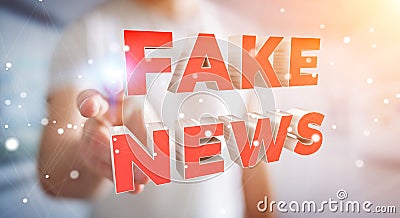 Businessman discovering fake news information 3D rendering Stock Photo