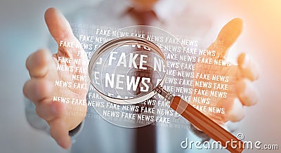 Businessman discovering fake news information 3D rendering Stock Photo