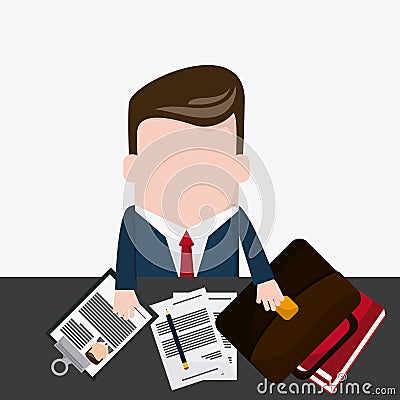 Businessman document pencil necktie cartoon icon Vector Illustration