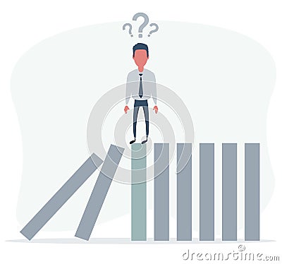 Businessman does not know what to do Vector Illustration