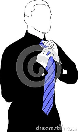 Businessman doing his tie Vector Illustration