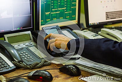 Businessman doing telephone call in his office Stock Photo